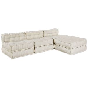 vidaXL Модулен диван Текстил Кремаво 210 x 140 x 56 см