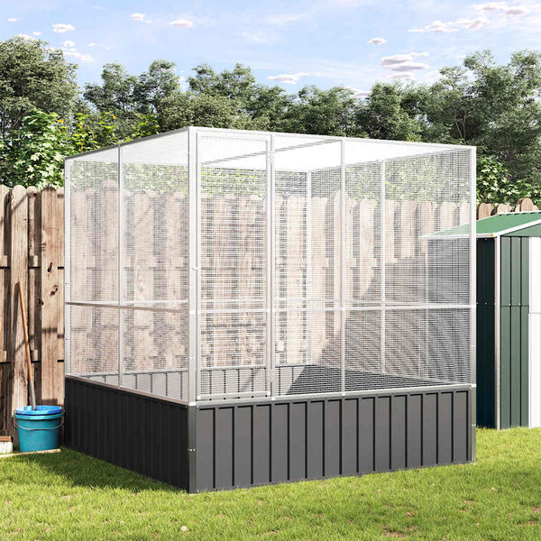 vidaXL Волиера, сребриста, 211x207x212 см, стомана