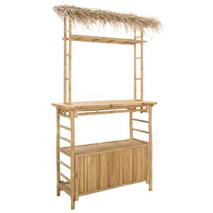 vidaXL Външна бар маса Естествен 110 x 50 x 209 см Бамбук