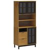 vidaXL Висок шкаф със стъклени врати FLAM 80x40x180 см бор масив