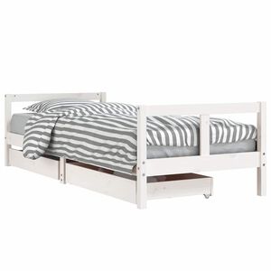 vidaXL Рамка за детско легло с чекмеджета, бяла, 80x200 см, чам масив
