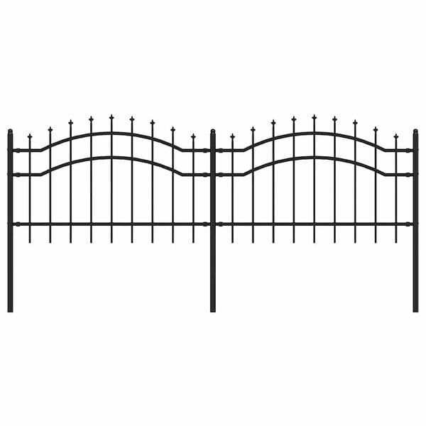vidaXL Градинска ограда с връх тип &bdquo;копие&ldquo;, черна, 240x75 см, прахово боядисана стомана