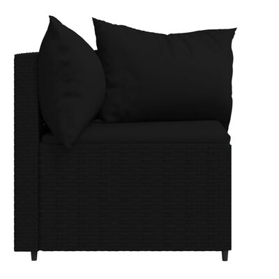 vidaXL Градински ъглови дивани с възглавници, 2 бр, черни, полиратан