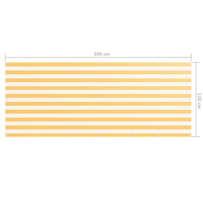 vidaXL Балконски параван, бяло и жълто, 120x300 см, оксфорд плат