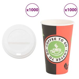 vidaXL хартиени чаши за кафе с капачки 1000 бр. 16oz 400ml