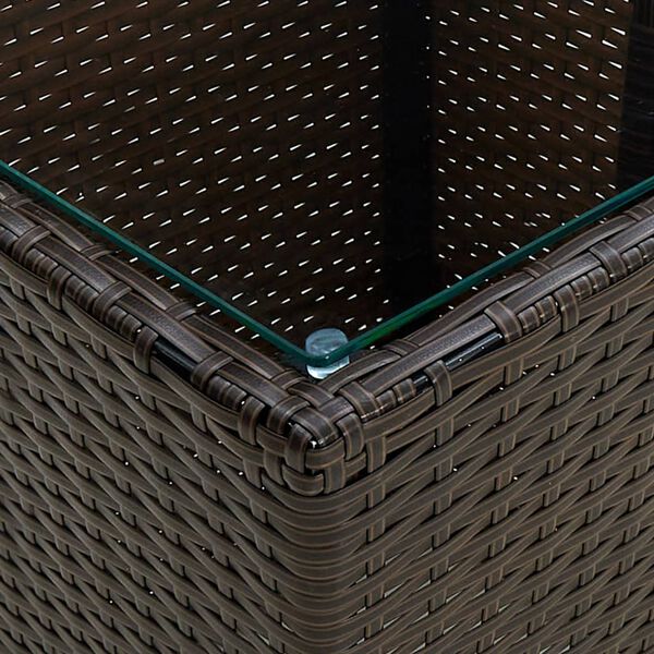 vidaXL Маса за чай кафява 41,5x41,5x43 см полиратан и закалено стъкло