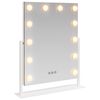 vidaXL LED огледало за гримиране Бяло 44 x 10 x 53 см Стъкло и стомана