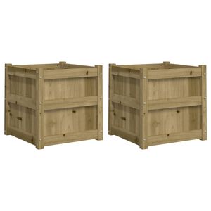 vidaXL Градински сандъци, 2 бр, импрегнирана борова дървесина