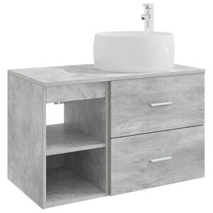 vidaXL Комплект мебели за баня 2 pcs Бетонно сиво Инженерна дървесина