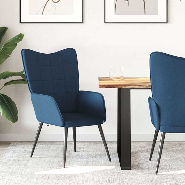 vidaXL Релаксиращ стол, син, плат