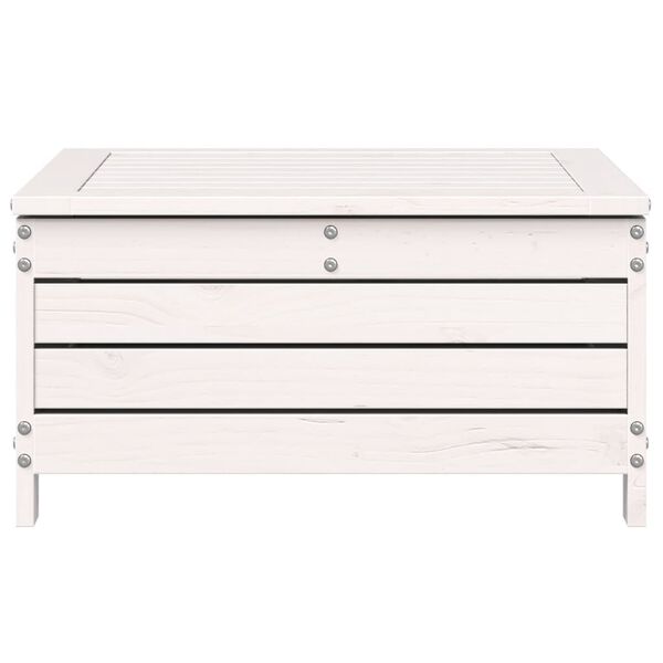 vidaXL Градинска табуретка с възглавница, бяла, борова дървесина масив