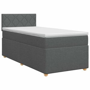 vidaXL Континентално легло с матрак Тъмносиво 90 x 190 cm Текстил
