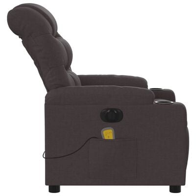 vidaXL Електрически масажен наклоняем стол, тъмнокафяв, текстил