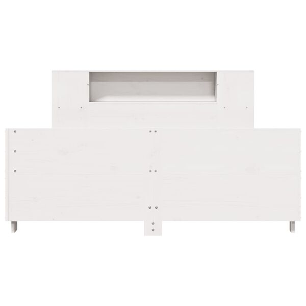 vidaXL Рамка за легло без матрак, бял, 140x190 см, бор масив