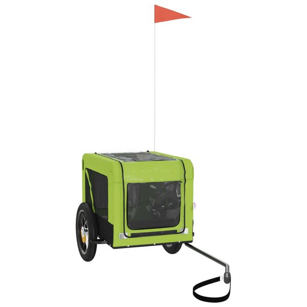 vidaXL Ремарке за колело за любимци зелено черно Оксфорд плат и желязо