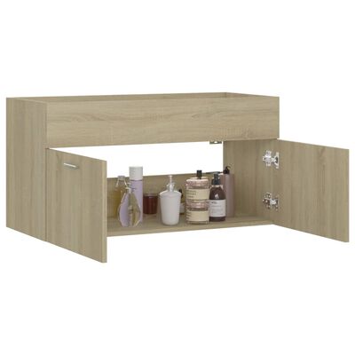 vidaXL Долен шкаф за мивка, дъб сонома, 90x38,5x46 см, ПДЧ