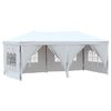 vidaXL Сгъваема парти палатка със странични стени, бяла, 3x6 м