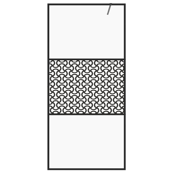 vidaXL Стена за душ с прозрачно ESG стъкло, 80x195 см, черна