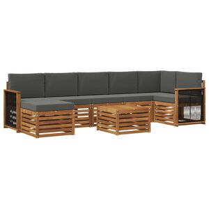 vidaXL Комплект дивани за открито 7 pcs Натурален и Антрацит