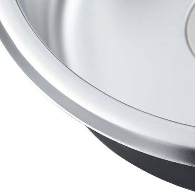 vidaXL Кухненска мивка с цедка и сифон, неръждаема стомана