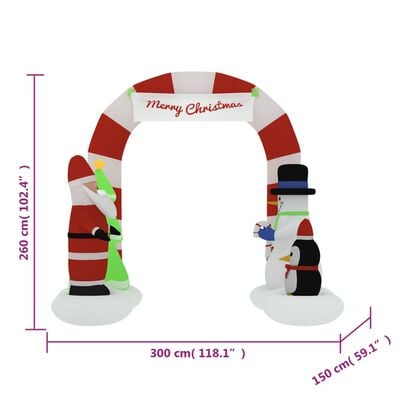 vidaXL Надуваема коледна арка с LED 260 см
