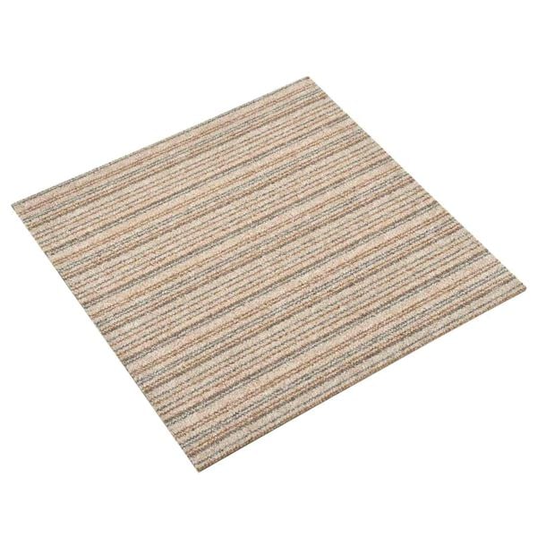vidaXL Килим 20 pcs Кафяви с ивици 50 x 50 cm 100% Полипропилен