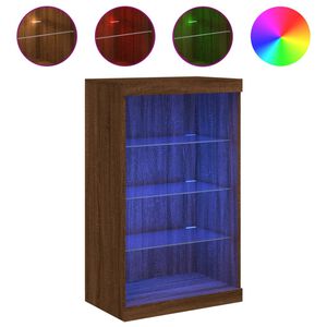 vidaXL Сайдборд с LED светлини, кафяв дъб, 60,5x37x100 см