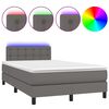 vidaXL Боксспринг легло с матрак и LED сиво 120x200 см изкуствена кожа