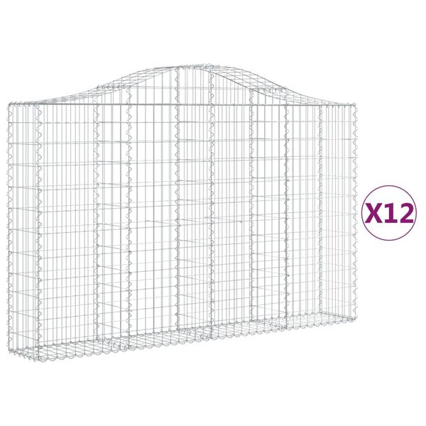 vidaXL Габионни кошници арка 12 бр 200x30x120/140см поцинковано желязо