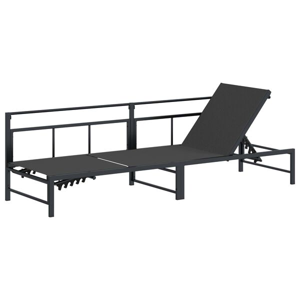 vidaXL Шезлонг Черен 200 x 62 x 59,5 см Textilene