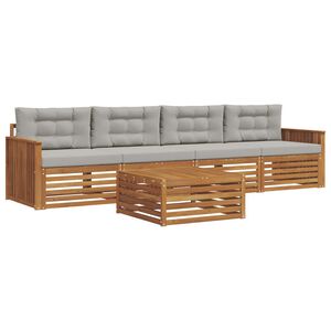 vidaXL Комплект дивани за открито 5 pcs Естествено и светло сиво