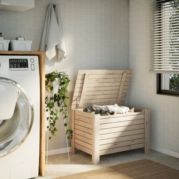 vidaXL Сандък за съхранение с капак RANA, 80x49x54 см, бор масив