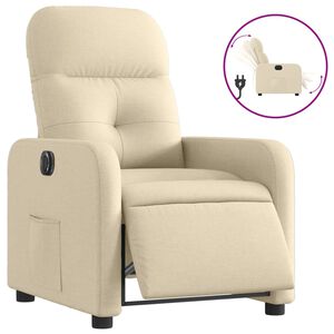 vidaXL Електрически стол реклайнер , кремав, текстил