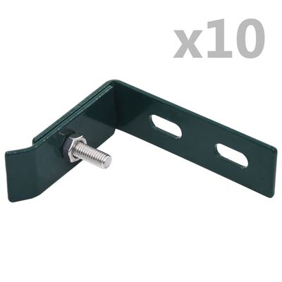 vidaXL Ъглови крепежни планки, 10 комплекта, зелени