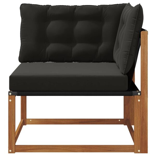 vidaXL Външен ъглов диван Солидно акациево дърво Естествен