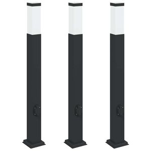 vidaXL Осветителни стълбове с контакт, 3 бр., 80 см, черни, IP44