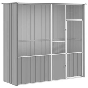 vidaXL Клетка за птици, сива, 215x78x200 см, поцинкована стомана