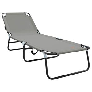 vidaXL Сгъваем шезлонг Сив 188 x 57 x 86,5 см Полиестер