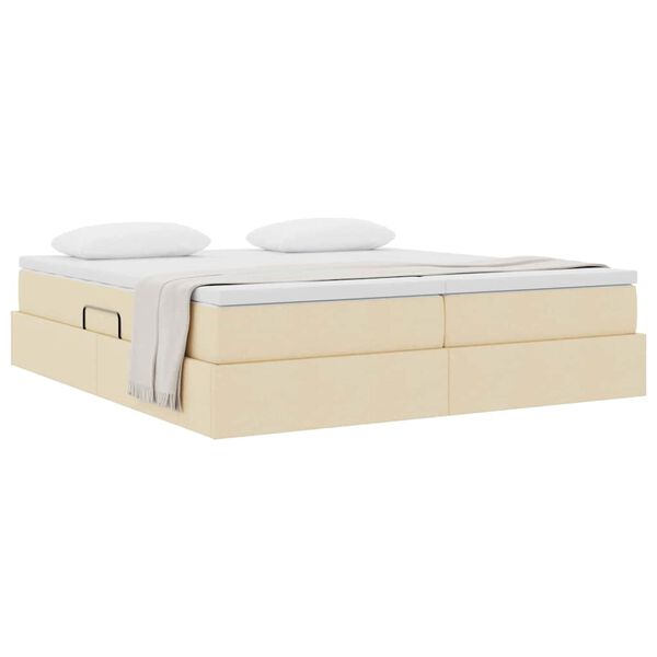 vidaXL Легло с място за съхранение и матрак с матрак Крем 200 x 200 cm