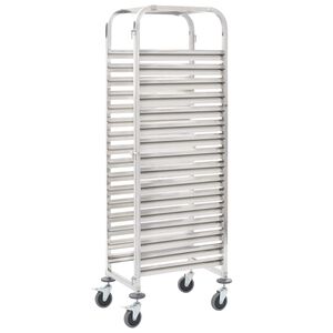vidaXL Кухненска количка за 16 табли 38x55x163 см инокс