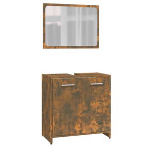 vidaXL Комплект мебели за баня, опушен дъб, инженерно дърво