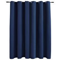 vidaXL Затъмняваща завеса с метални халки, синя, 290x245 см