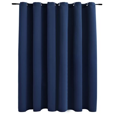 vidaXL Затъмняваща завеса с метални халки, синя, 290x245 см