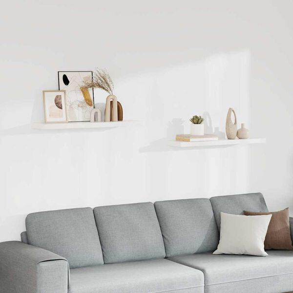 vidaXL Окачени стенни рафтове, 2 бр, бели, 90x23,5x3,8 см, МДФ