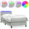 vidaXL Боксспринг легло с матрак и LED, светлосиво, 80x210 см, кадифе