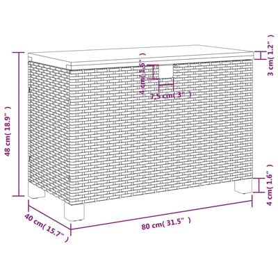 vidaXL Градинска кутия за съхранение сива 80x40x48 см PE ратан акация