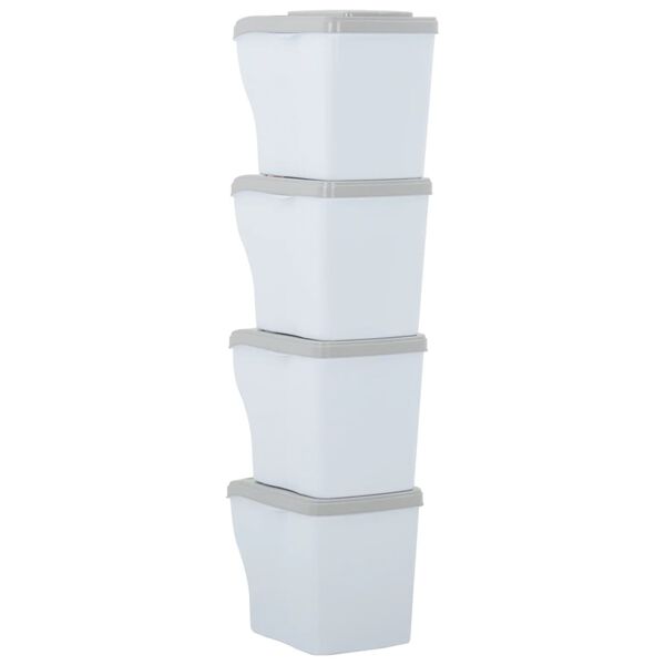 vidaXL Стифиращи контейнери за смет, 4 бр, 80 л, бели