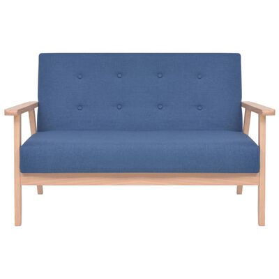 vidaXL Комплект дивани, 2 части, плат, сини
