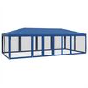 vidaXL Парти палатка с 12 мрежести странични стени, синя, 8x4 м, HDPE