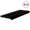 vidaXL Стълбищни стъпала, 12 бр, кафяво-черни, 70x30x2 см, дъб масив